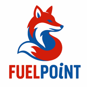 A stylized red and blue fox logo above the text 'FUELPOINT'.