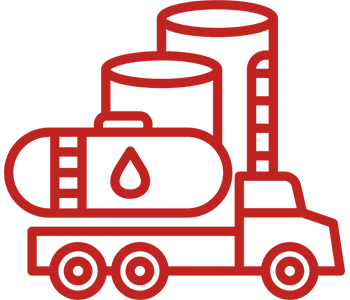 Red outline of fuel truck icon.